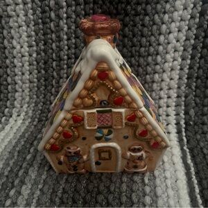 Gingerbread House Ceramic Christmas Cookie Jar Holiday Gumdrops Candy Vintage